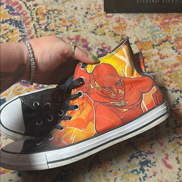 Men’s The Flash High-Top Converse Sneakers - Black and Orange - Picture 1 of 6